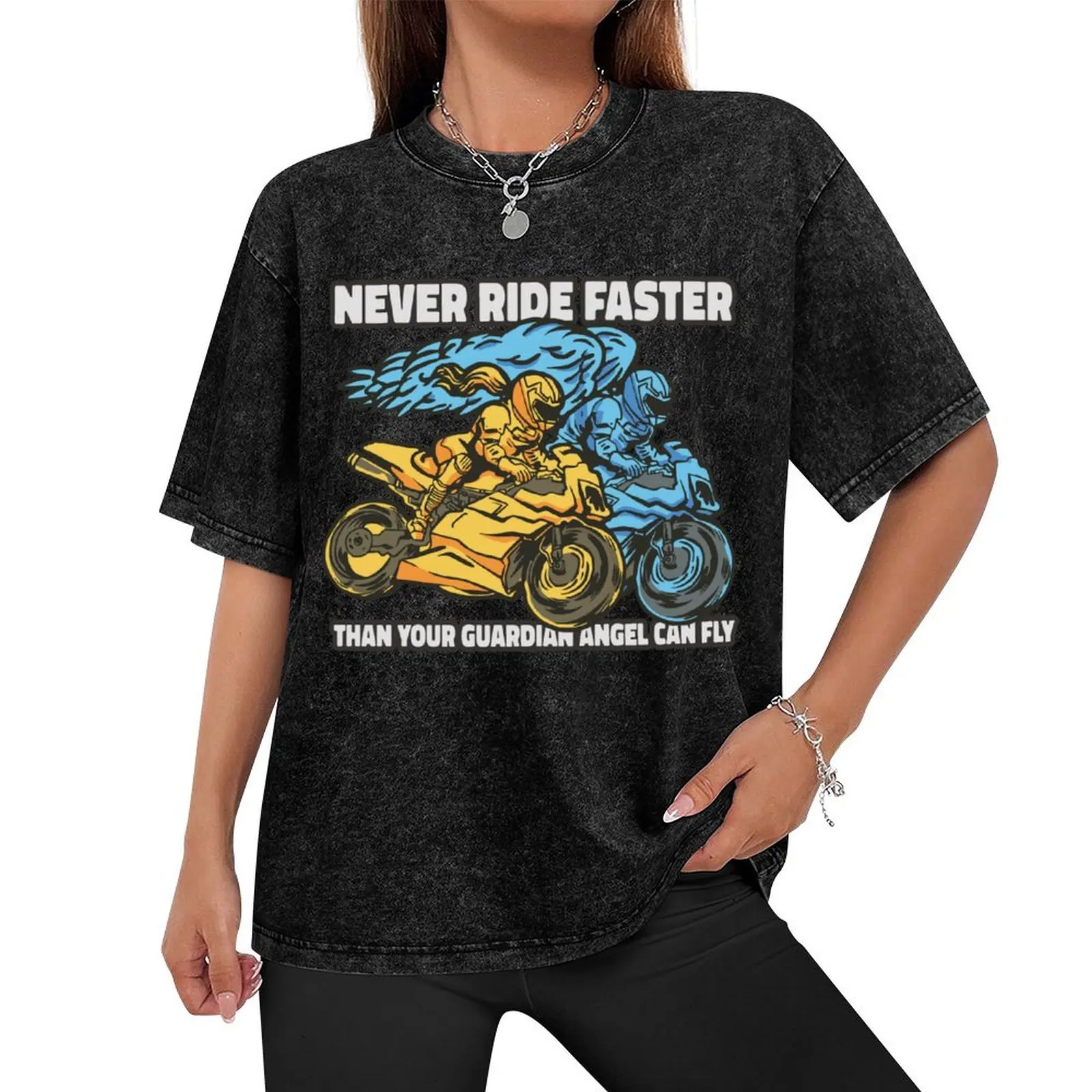 Never Ride Faster Than Your Guardian Angel Can Fly T-Shirt summer clothes korean fashion cotton t shirt men