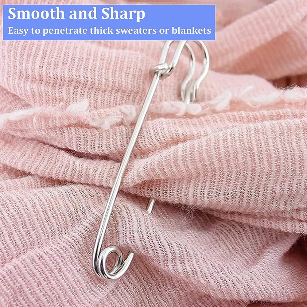 10PCS 75MM Extra Large Safety Pins Steel Blanket Pins Bulk Heavy Duty Safety Pins Decorative for DIY Crafts Skirts Brooch Making