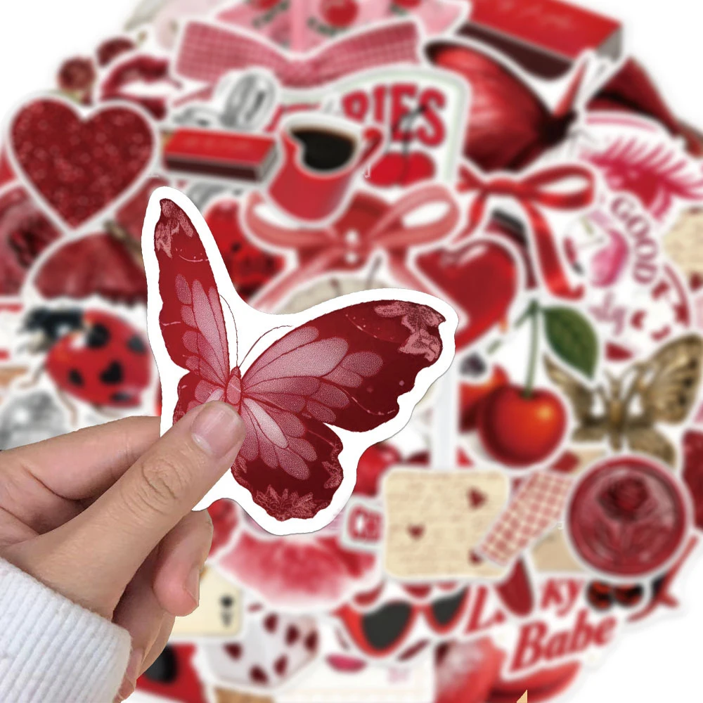 10/30/50개 귀여운 빈티지 만화 체리 색상 소녀 스티커 방수 그래피티 데칼 장난감 DIY 전화기 여행가방 미적 스티커