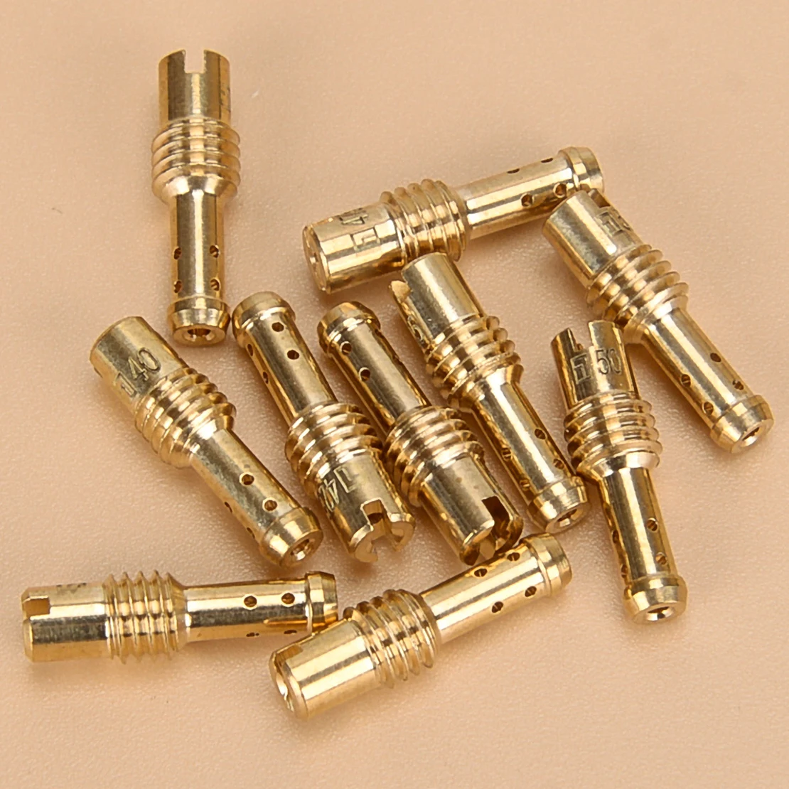 10pcs 8 Bleed Hole Pilot Jet Carburetor Nozzle Accessories Fit For Mikuni VM TM TMX Carb 40 42.5 45 47.5 50 52.5 55 57.5 60 62.5