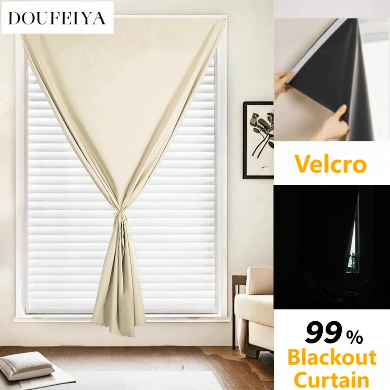 

1pc INS Style No Drill Easy Install 100% Blackout Short Curtains for Door Kitchen Thermal UV Proof Windows Home Decor Kitchen