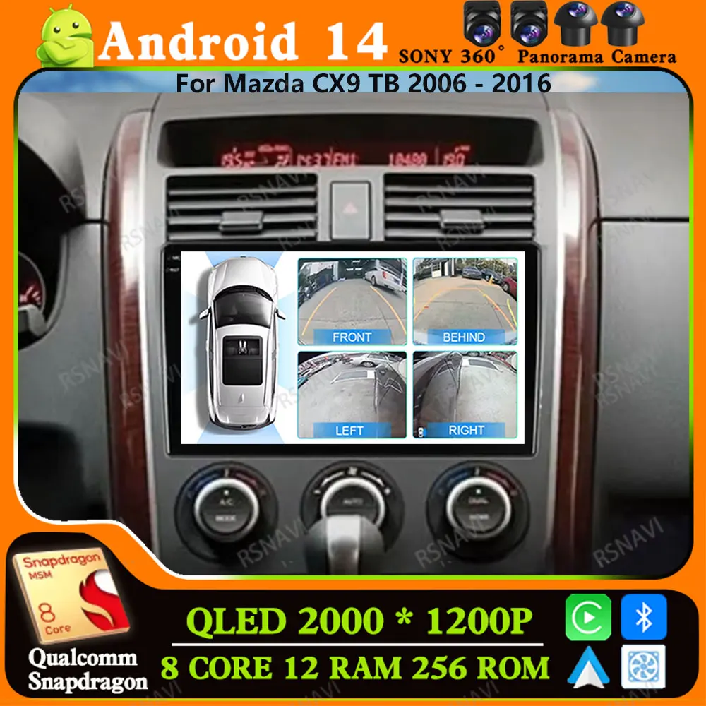 

Andoird 14 Car Radio For Mazda CX9 TB 2006 - 2016 DSP 5G WIFI 4G LTE BT Navigation Wireless Carplay Auto Stereo Multimedia 2 DIN