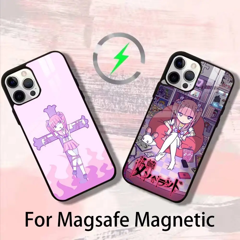 

Cute M-Menhera chan Phone Case For iPhone 17 16 15 14 13 12 Pro Max Plus for Magsafe Mirror Wireless Magnetic Cover