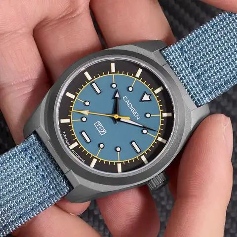 CADISEN TI-7 Autodyne Titanium Automatic Mechanical Watch Man Canvas Wristwatch MIYOTA 8215 Watches USA Warehouse Delivery