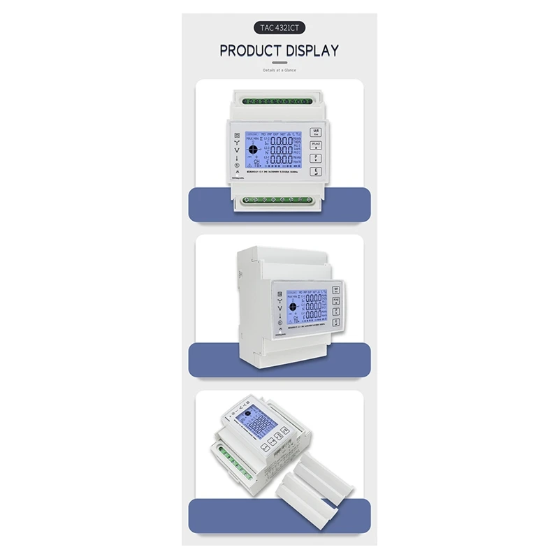 TAC4321CT Three Phase Din Rail Wifi Tuya Mutil-Function Energy Meter With KCT16 Current Transformer 230/400VAC