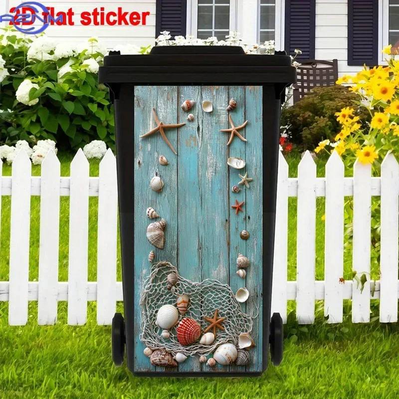 2D Printed Pattern Trash Can Decal Stylish Ornament for Daily‑Use Trash Container