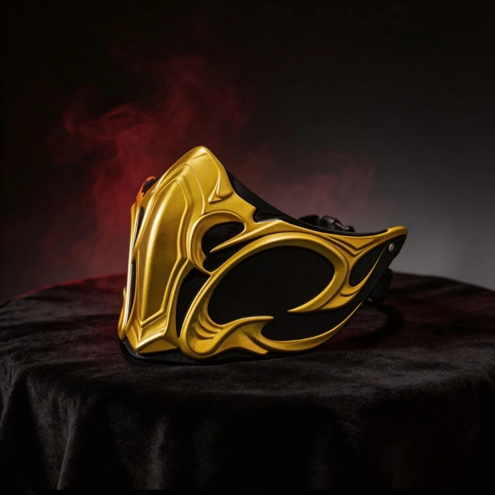 Mortal Kombat Sub-Zero Half Face Mask Cosplay Latex Masks for Men Halloween Carnival Dress Up Masquerade Party Costume Props