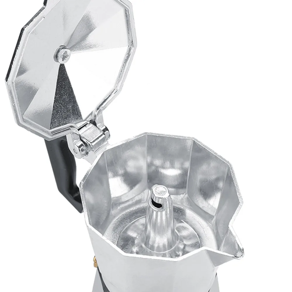 Cafetera Moka de Aluminio, 2 Tazas, Capacidad de 100 ml, Percolador de Café para Estufa, Plateada, Cafetera Italiana