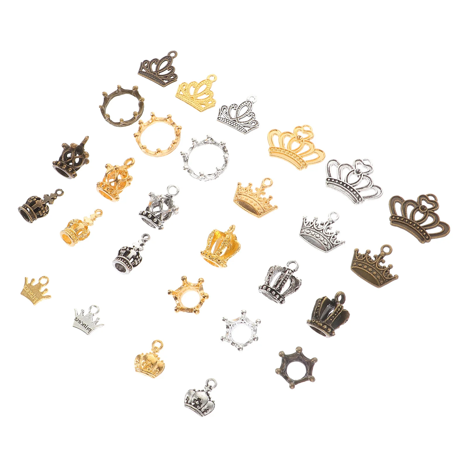 

50Pcs Crown Style Charms Pendants DIY Jewelry Making Supplies Necklace Bracelet Earrings Creative Alloy Accessories