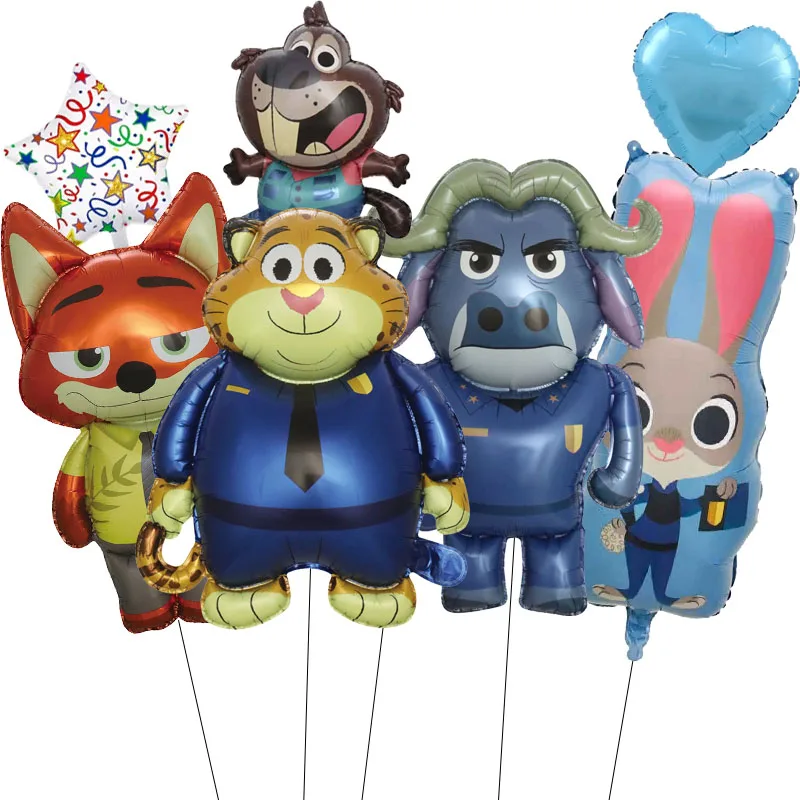 Décoration de fête d'anniversaire sur le thème de Zootopia, ballons mignons, ballons en feuille de Judy et Nick, ensemble de ballons de dessin animé, décorations pour baby shower, fournitures cadeaux