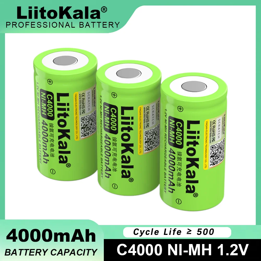 

LiitoKala 1.2V nickel hydrogen 4000mAh rechargeable C-type large capacity No.2 battery emergency light water heater