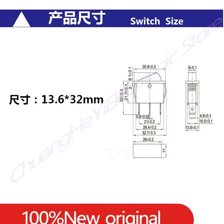 1-10Pcs/Lot Factory Direct Sales Ship Type Switch KCD3 3-pin 2-Gear Black 16A 250V 20A 125V Electric Hot Pot Warping Switch