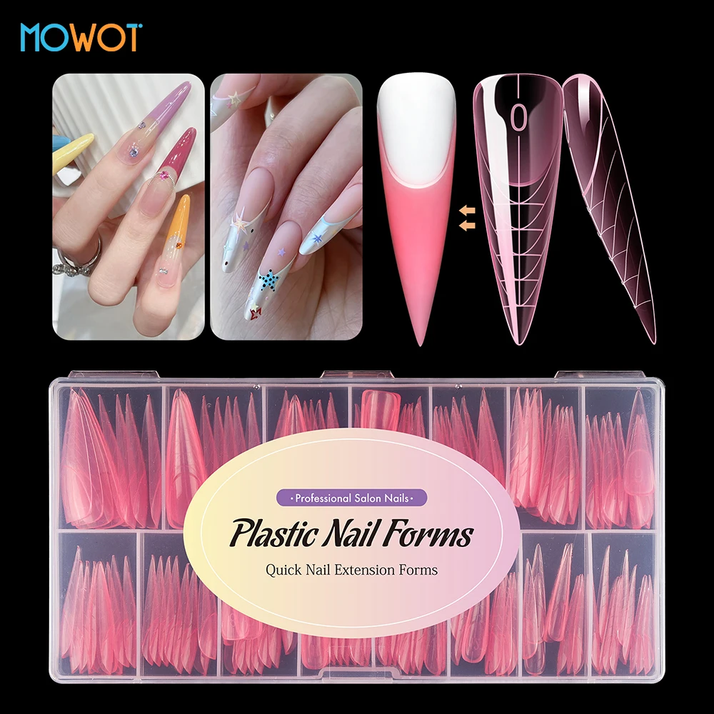 MOWOT Nowe 150 szt. Formy do paznokci szpilek Dual Form Pełne Pokrycie Szybkie Budowanie Żelowe Formy Akrylowe Przedłużanie Paznokci Top French Manicure Narzędzie