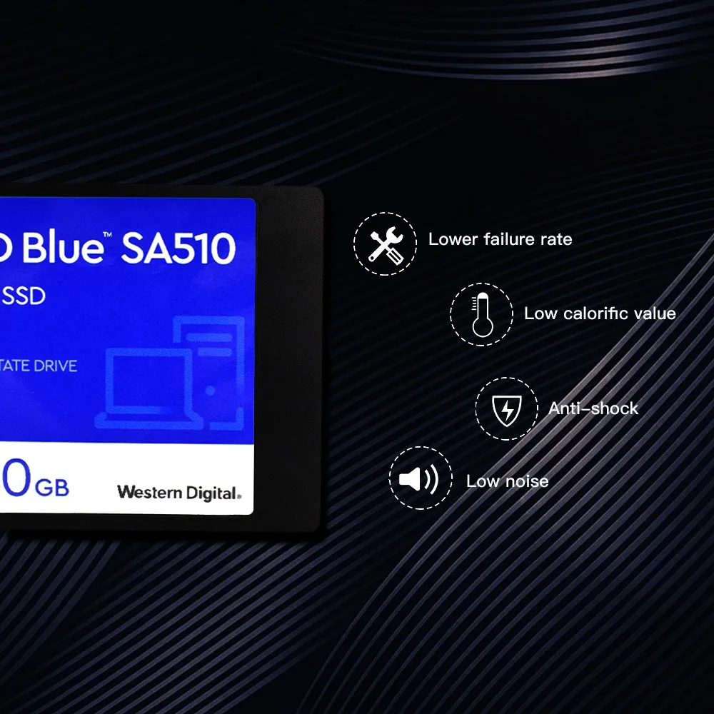 WD Western Data Blue SA510 SSD SATA da 250GB da 2.5 pollici con una velocità di lettura fino a 555 MB/s