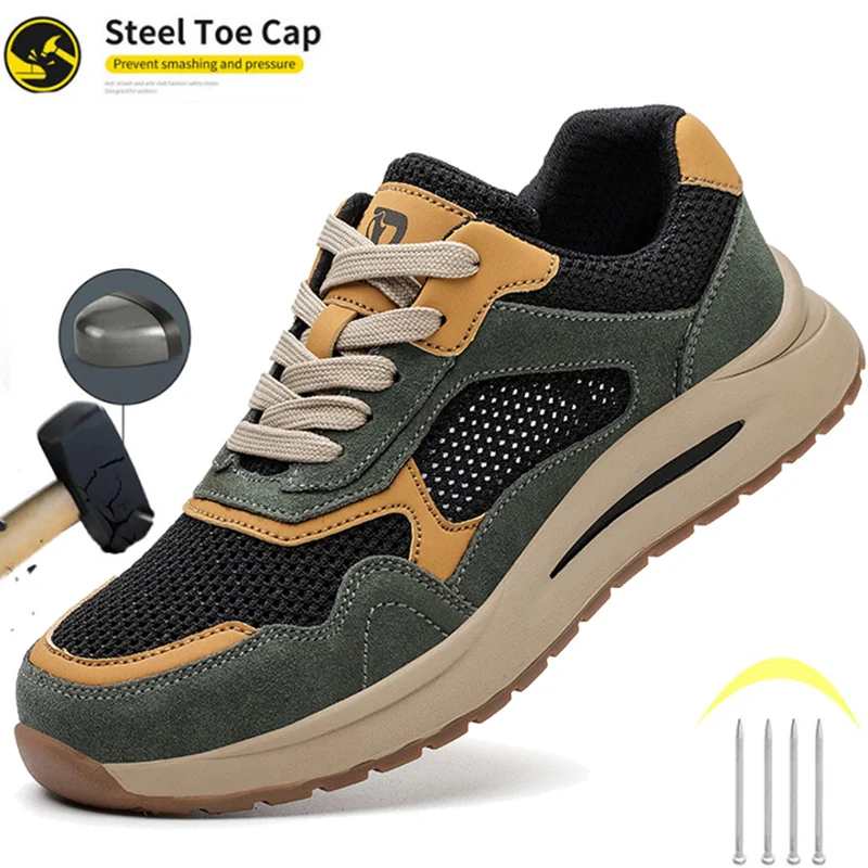 

Men's Protective Shoes Steel Toe Shoes Safety Shoes Fashion Men's Sneakers Work shoes Indestructible Roofing Shoe wear resistant