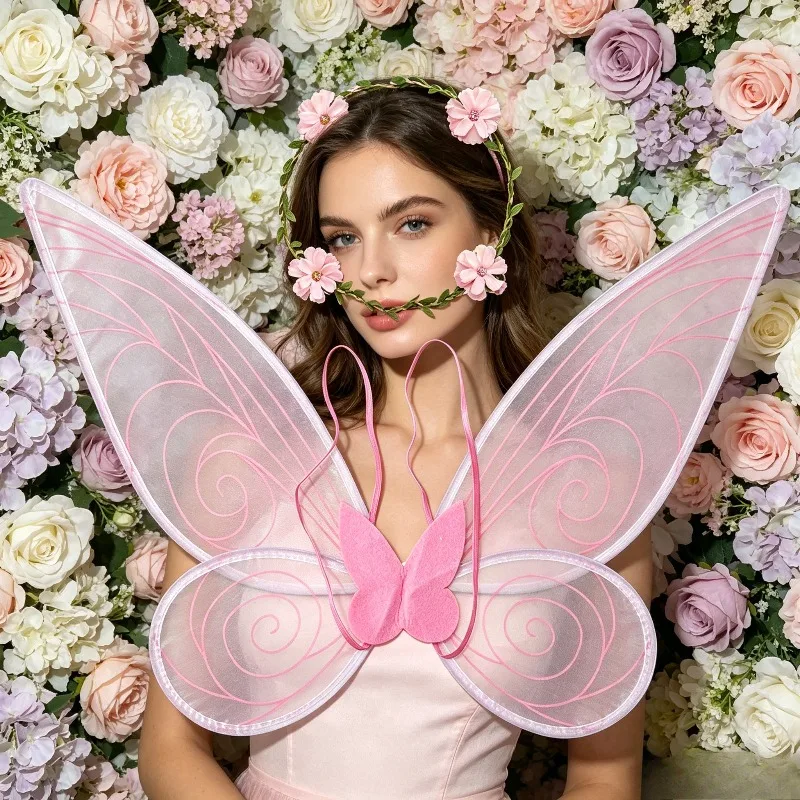 

Wrist Flower Garland Angel Wings Performance Prop Butterfly Wing Accessory for Stage Show and Party Dress Up