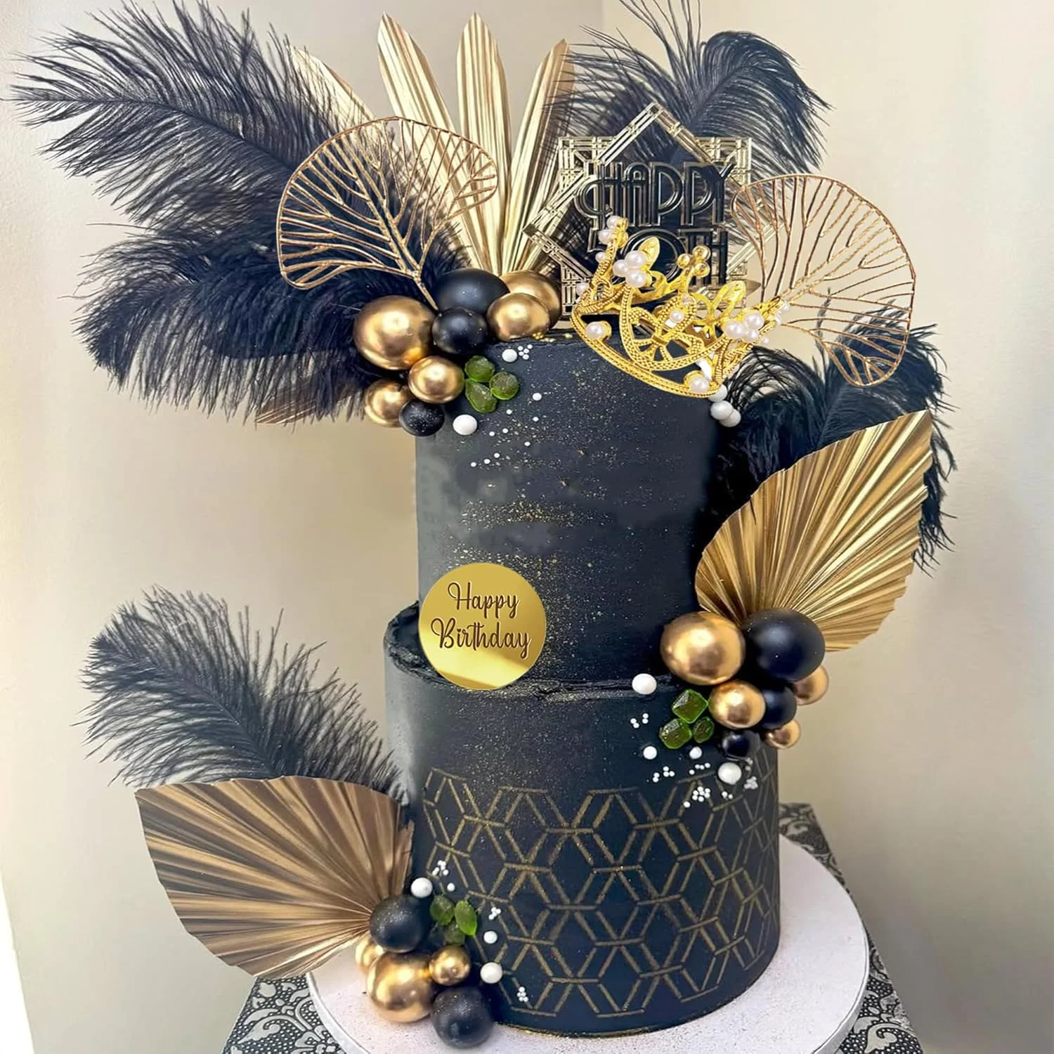 Bälle Kuchendeckel Krone Tiara Kuchendeckel Alles Gute zum Geburtstag Kuchendekorationen für Geburtstag Boho Hochzeit Babyparty Party Dekor – Detail 10
