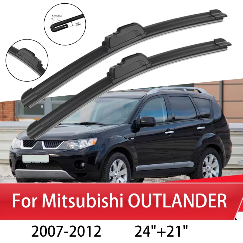 

Car Wiper Blade Blades For Mitsubishi OUTLANDER 2007-2012 2008 24"+21" Windshield Windscreen Clean Rubber Silicon Cars Wipers