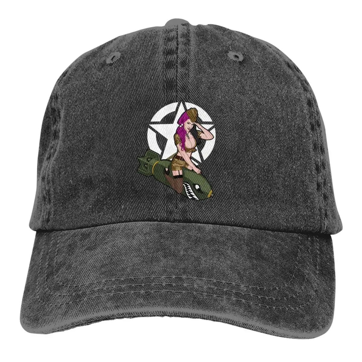 Army Punk Baseball Caps Peaked Cap Pin Up Girl Sun Shade Hats for Men