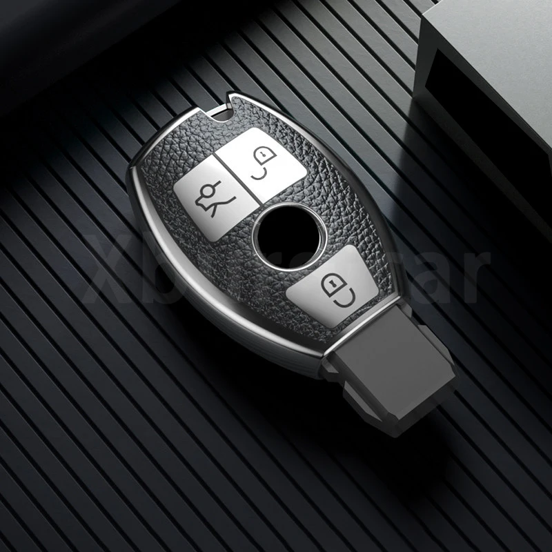 Leather TPU Auto Car Key Case Cover Shell Fob For Mercedes Bnez W203 W210 W211 W204 W176 A B C E R Class AMG CLA GLC GLA GLK view 6
