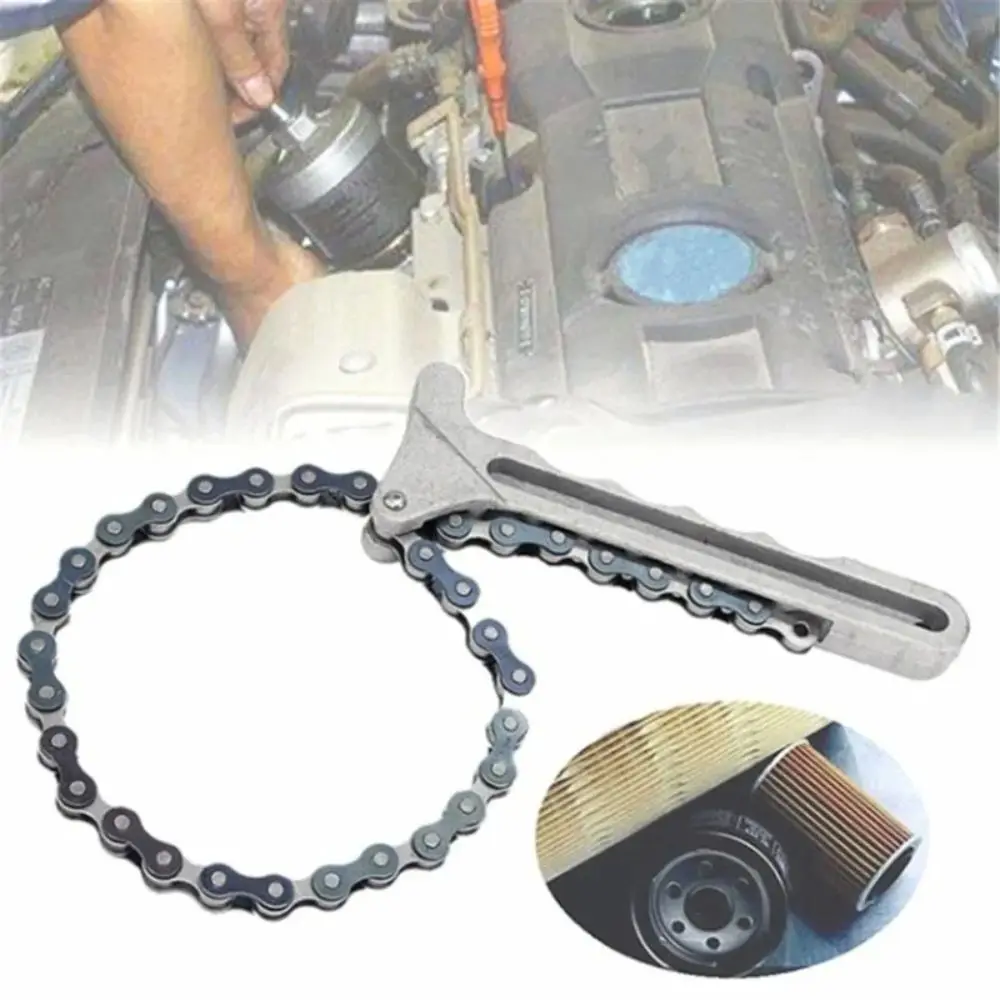

Adjustable Design Oil Chain Wrench Durable Anti-slip Oil Fuel Filter Comfortable Grip Wear Resiatant Spanner Remover Tool