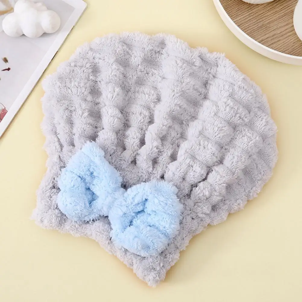 Fast Drying Hair Towel Absorbent Hair Drying Cap with Bow Rapid-dry Turban Wrap for Women Soft Quick-drying Hair Towel for Bath