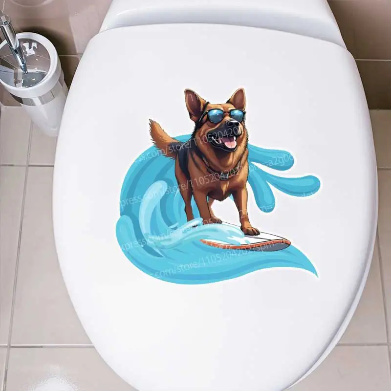 ملصقات لطيفة على شكل كلب لركوب الأمواج لمحبي الحيوانات الأليفة، شارات كمبيوتر محمول ممتعة، ملحقات مالك الكلاب AA78 #1