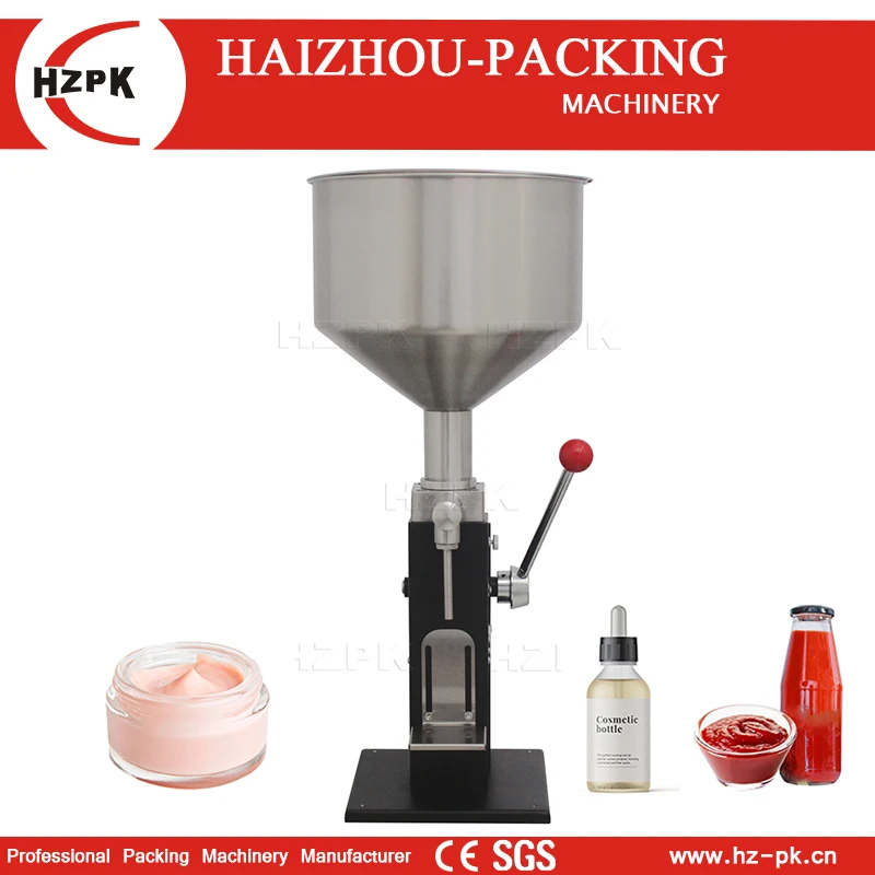 HZPK Hot Sale Stainless Steel Black Cheap Paste Liquid Small Packing Handle Manual Fillling Machine 5-50ml And 10-100ml A03-E