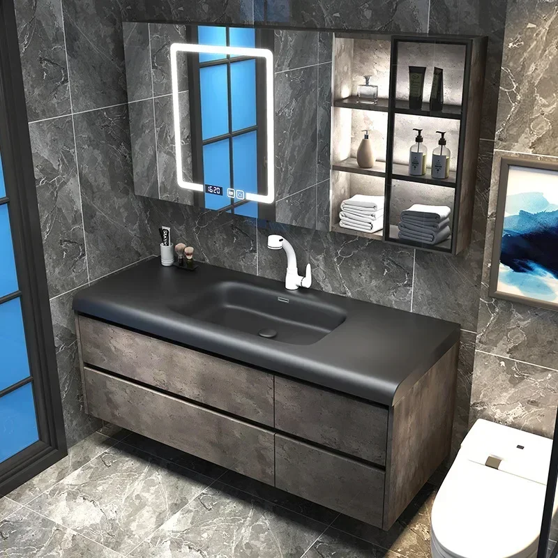 Italian Bathroom Cabinet Smart Mirror Cabinet Skin Integrated Washbasin Bathroom Vanity Cabinets With Sink Bathroom Furniture