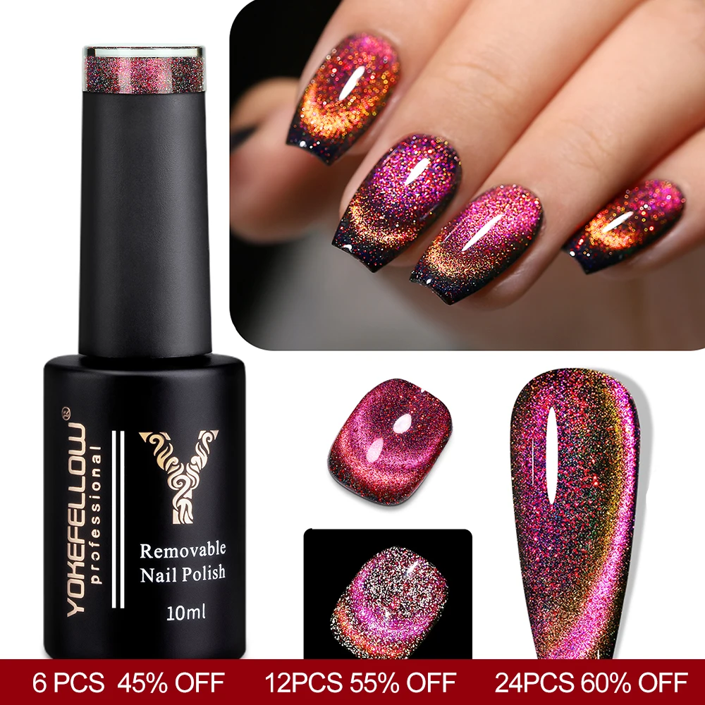 

YOKEFELLOW 2023New Cat Eyes Magnetic Gel Nail Polish DC02 9D Chameleon Diamond Reflective Semi permanent Gel Varnish