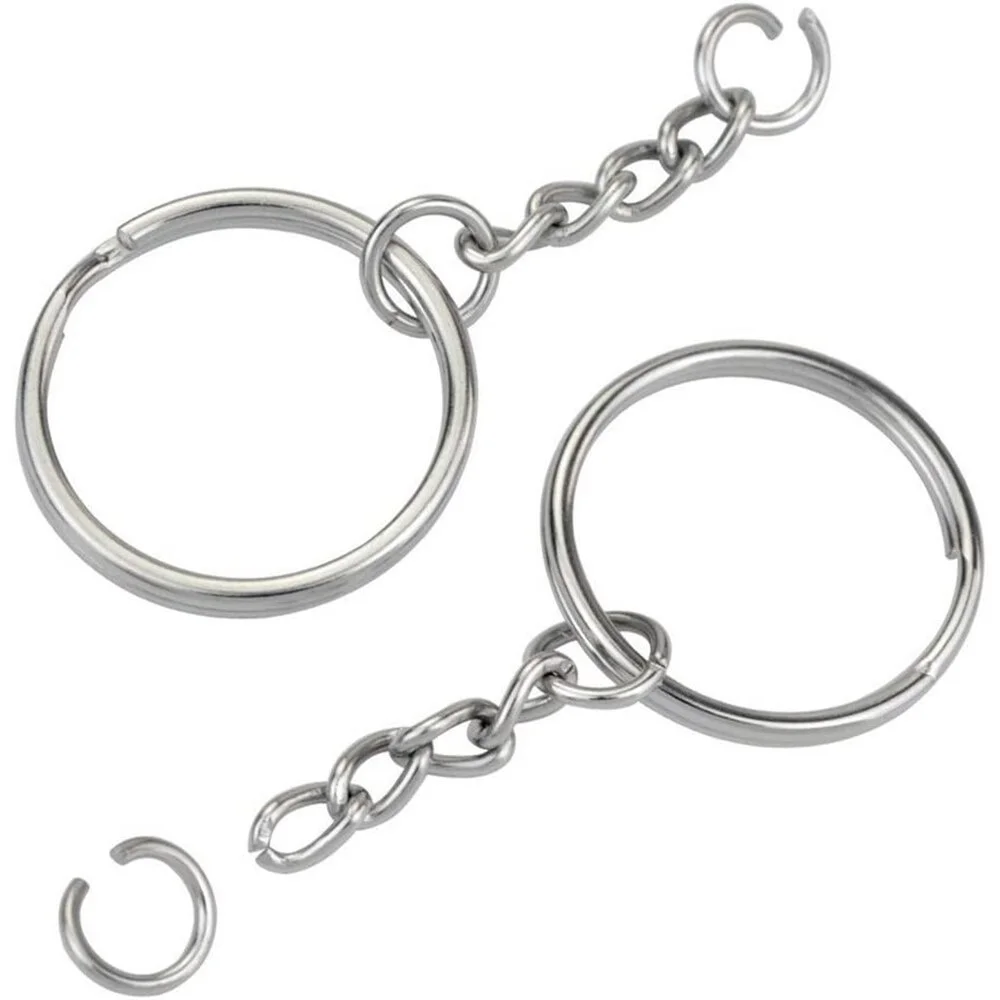30PCS Split Key Ring with Chain and Jump Rings Silver Color Metal Parts with Open Jump Ring and Connector DIY Jewelry