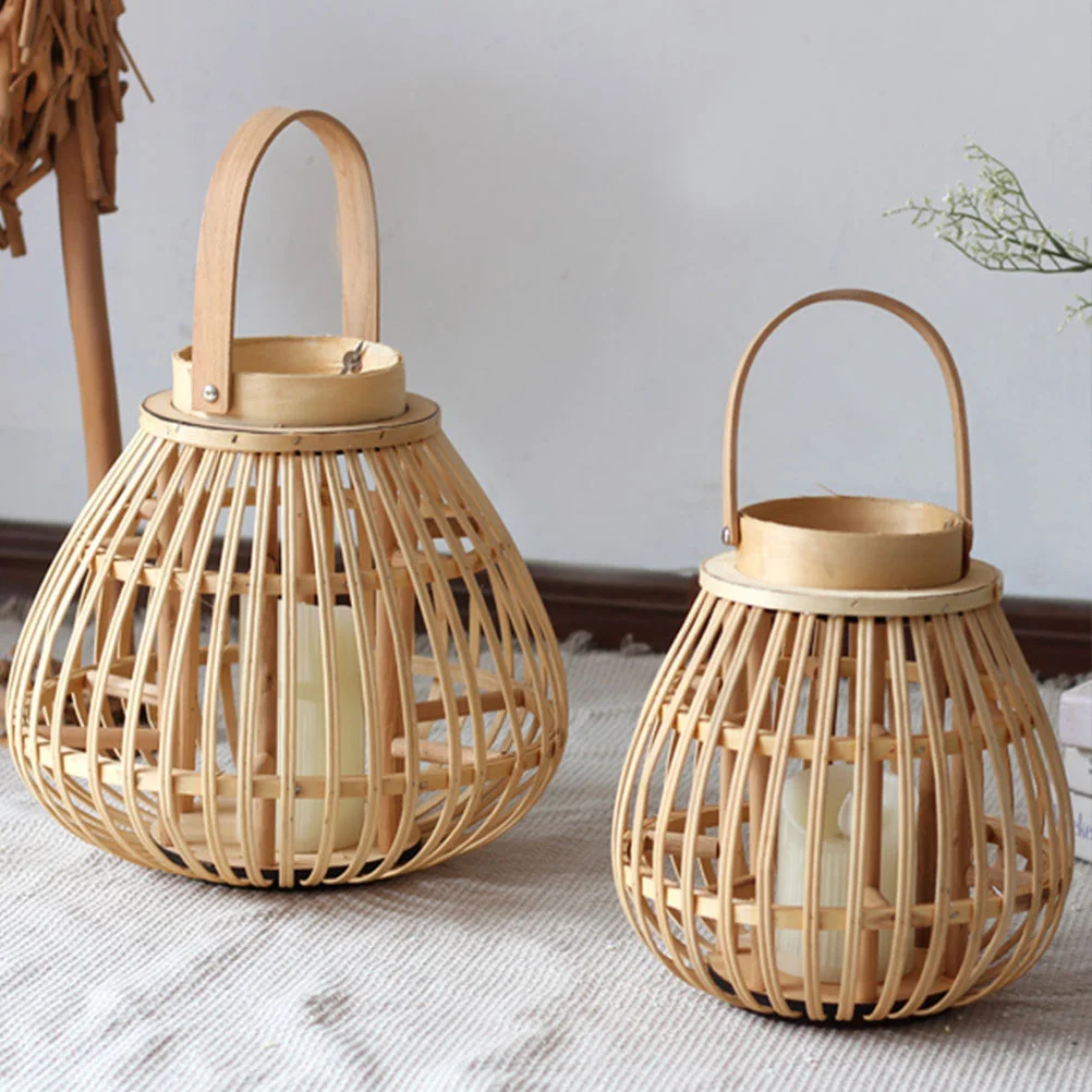 

Candlestick Ornament Table Decor Woven Holders Taper Ornaments Household Wooden Lantern