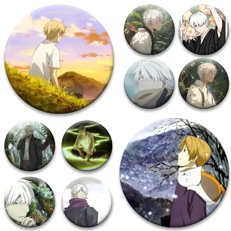 58mm Manga Mushishi‌ Handmade Tinplate Brooches Round Badge Lapel Pin for Bag Accessories Clothes Decor Practical Souvenir Gifts