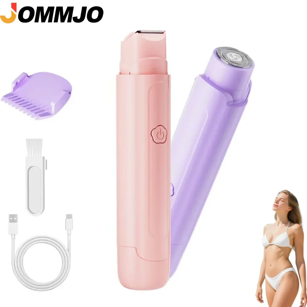 1Set Waterproof Rechargeable Electric Shaver Mini Women Bikini Trimmer Body Hair Remover Mini Double Headed Electric Epilator