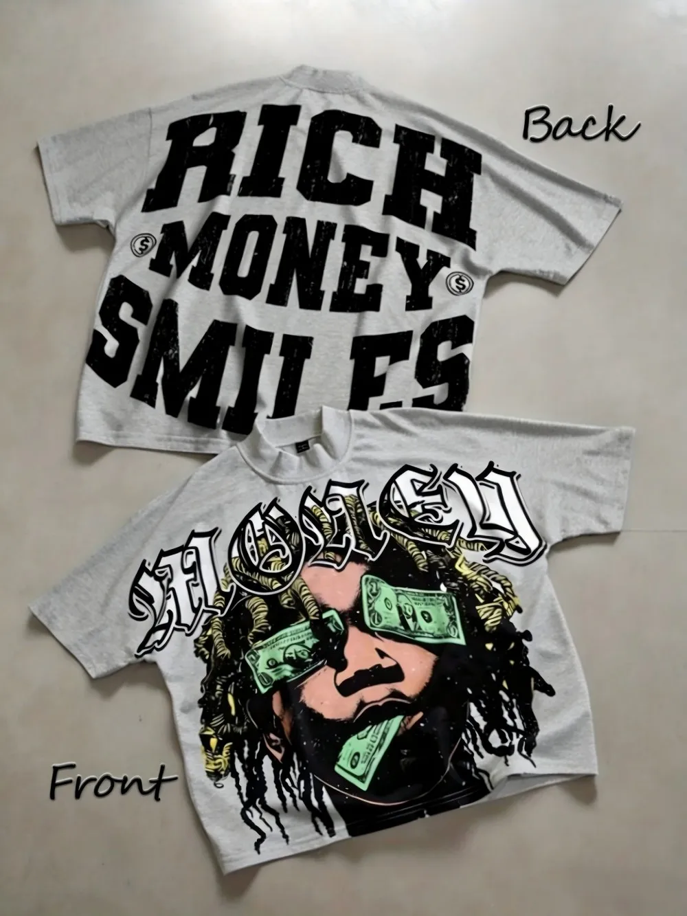 Europäisches und amerikanisches Herren-Sommermode-T-Shirt mit „Wealth“-Aufdruck, bequem, atmungsaktiv, Rundhalsausschnitt, Outdoor-Street-Top – Detail 6