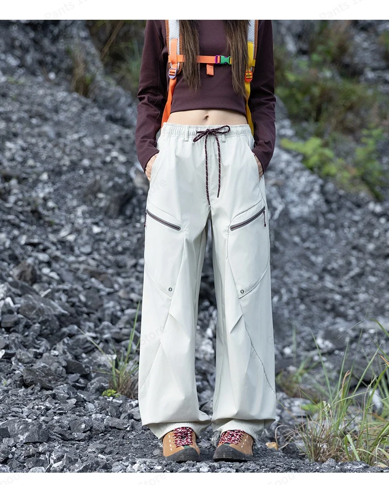 Herbstliche Koreanische Patchwork-Hose, Wind- und Wasserdicht, für Outdoor-Wanderungen und Freizeit, für Damen und Herren, Gerade Geschnittene Weite Sport-Hose – Detail 21
