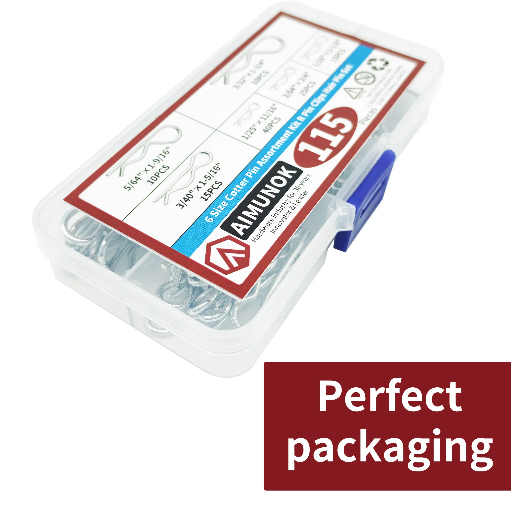 115 Buah 6 Ukuran Kit Bermacam-macam Pin Cotter Klip Pin R Set Pin Rambut Pin Logam Pin Cotter Tipe R Pin Pengunci Baut Kait Gelombang