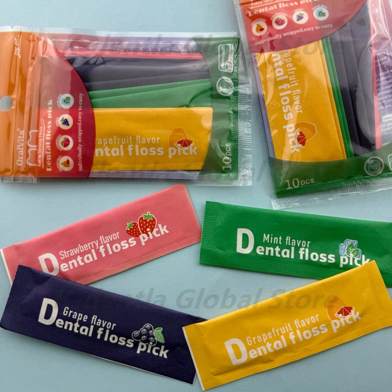 60×10Pcs/Bag Dental Floss Picks Clean Between Teeth Interdental Brush Fruit Flavor Toothpick Cleaning Oral Hygiene Care