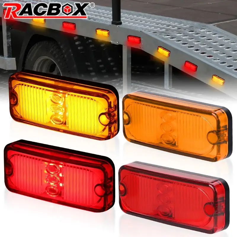 Square LED Side Marker Lights Clearance Lamp Rear lights for Camper Truck Trailer RV Caravan Bus Running Lamp Red Yellow 12V 24V