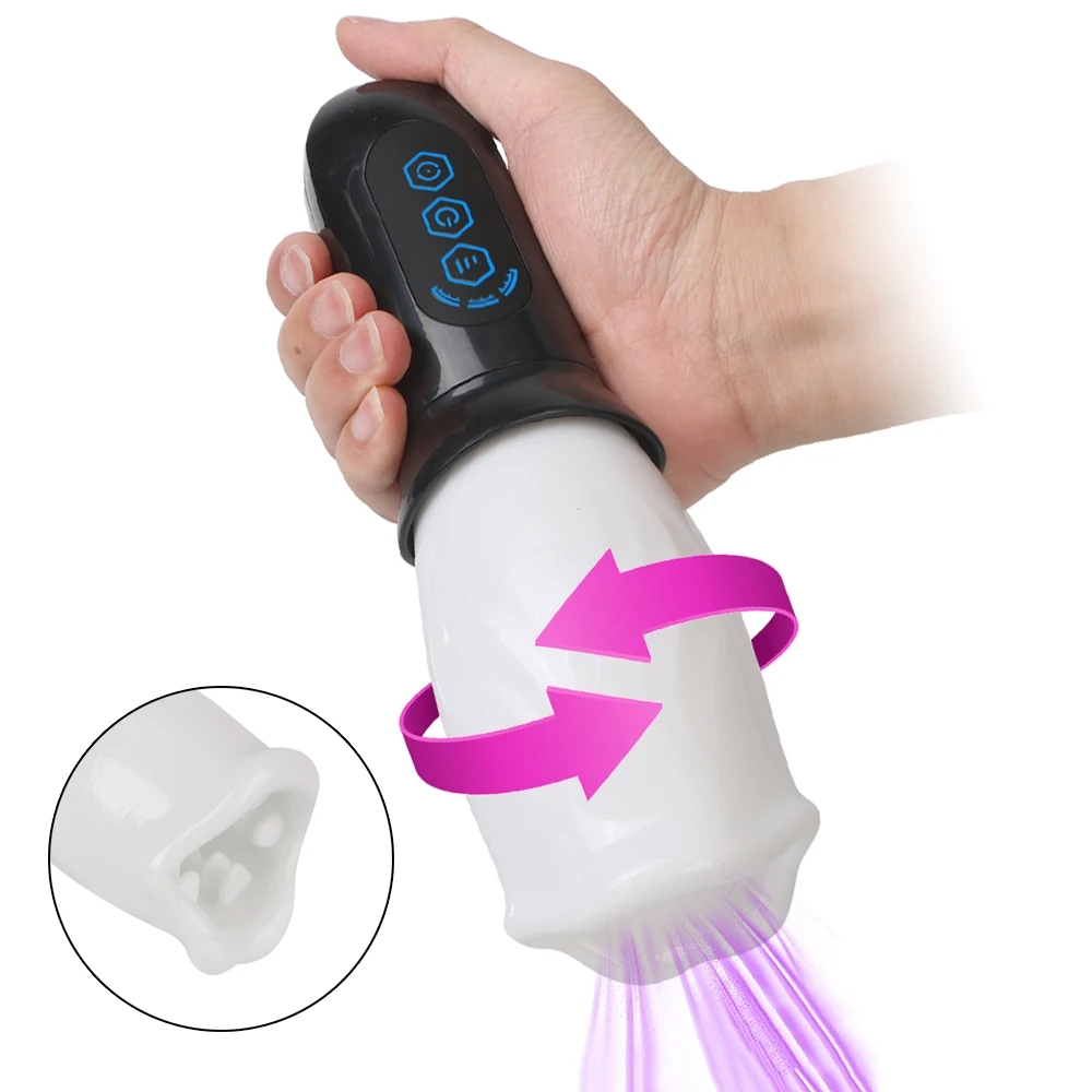 Automatic Rotating Male Masturbator Spikes Fake Mouth Vibrators For Men Glans Sucking Penis Trainer Cock Exerciser Oral Sex Toys