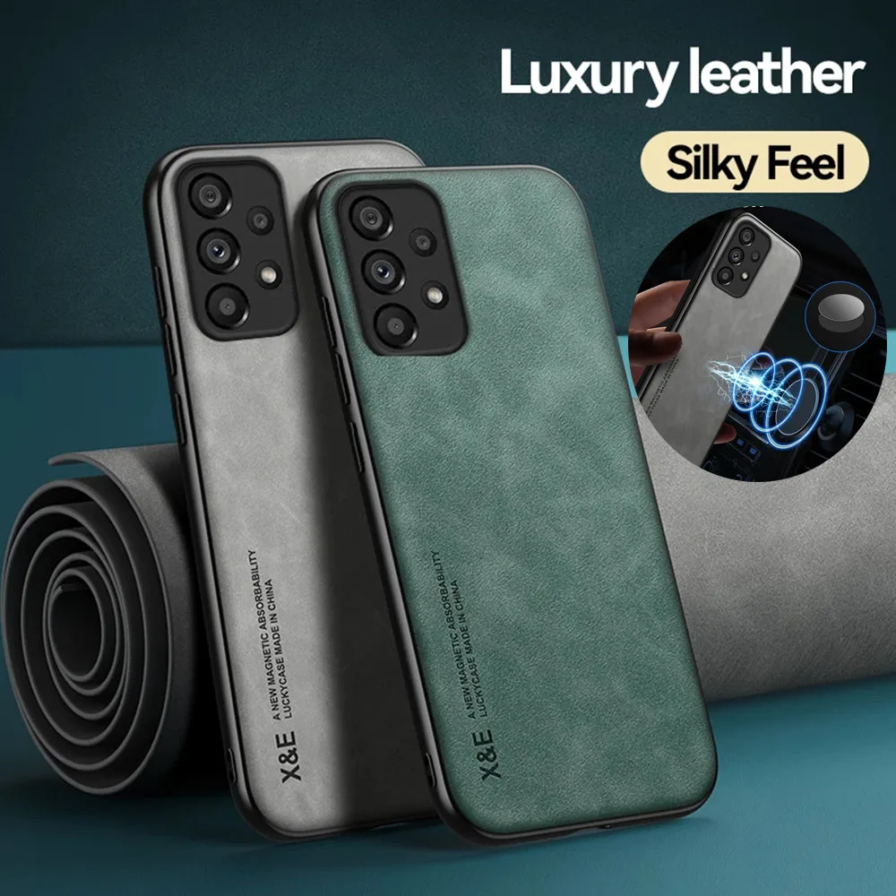 Magnetic Sheepskin Leather Phone Case For Samsung Galaxy A53 5G A52s A51 A52 A71 A13 A12 A21s A31 A73 A72 A22 A50 A33 Back Cover