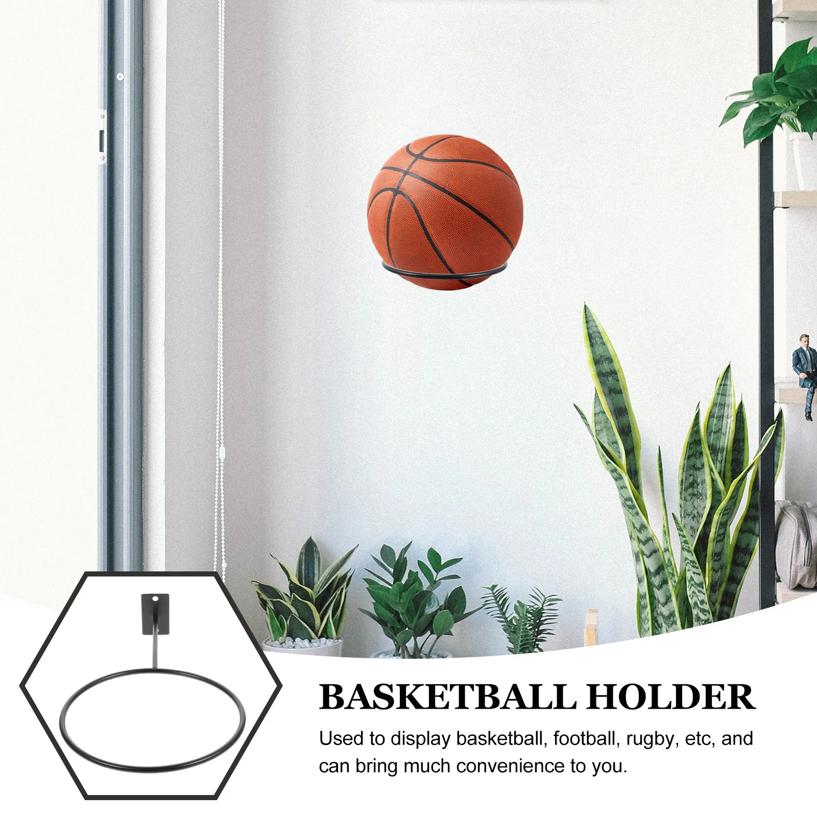

2Pcs Wall Mount Basketball Rack Durable Iron Ball Display Storage Holder for Home Garage School Shop Basketball Holder