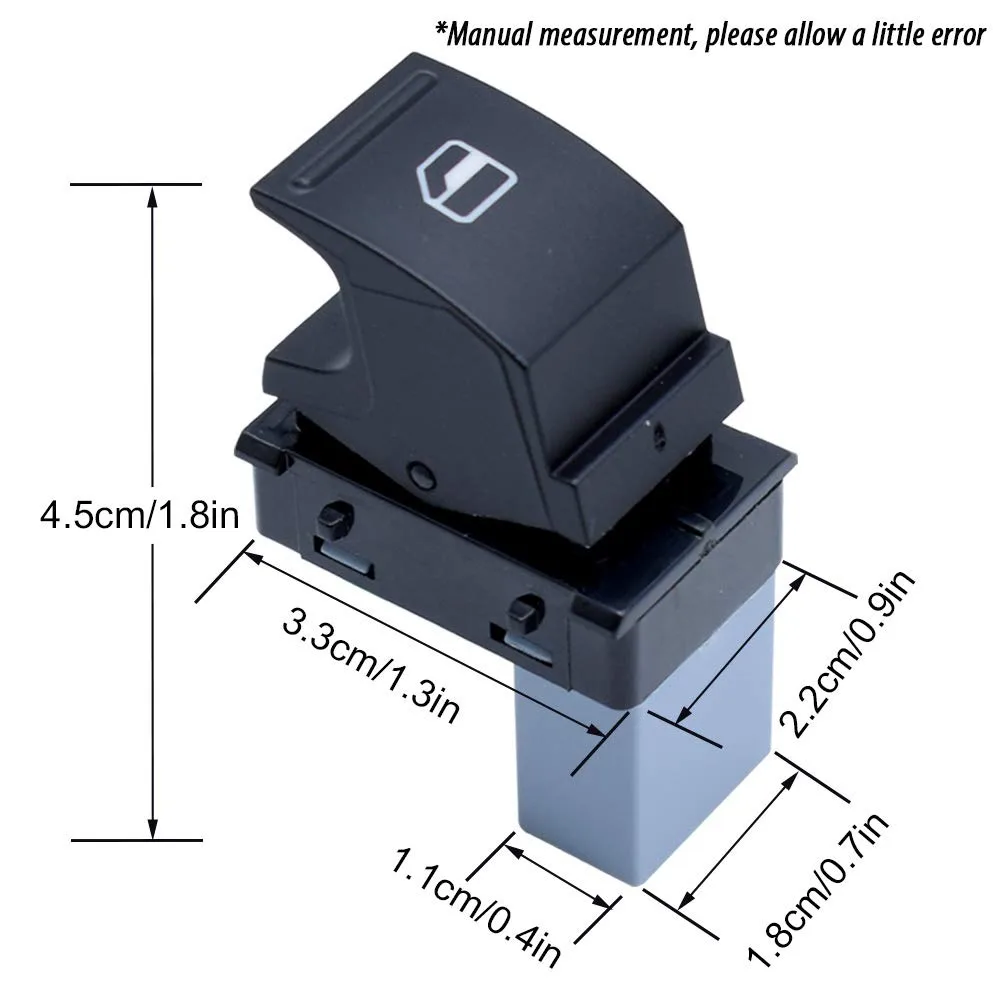 1K4959855 Single Power Window Switch for VW Golf 5 6 MK5 MK6 Jetta MK5 Passat B6 B7 Tiguan Touran Window Lifter Switch