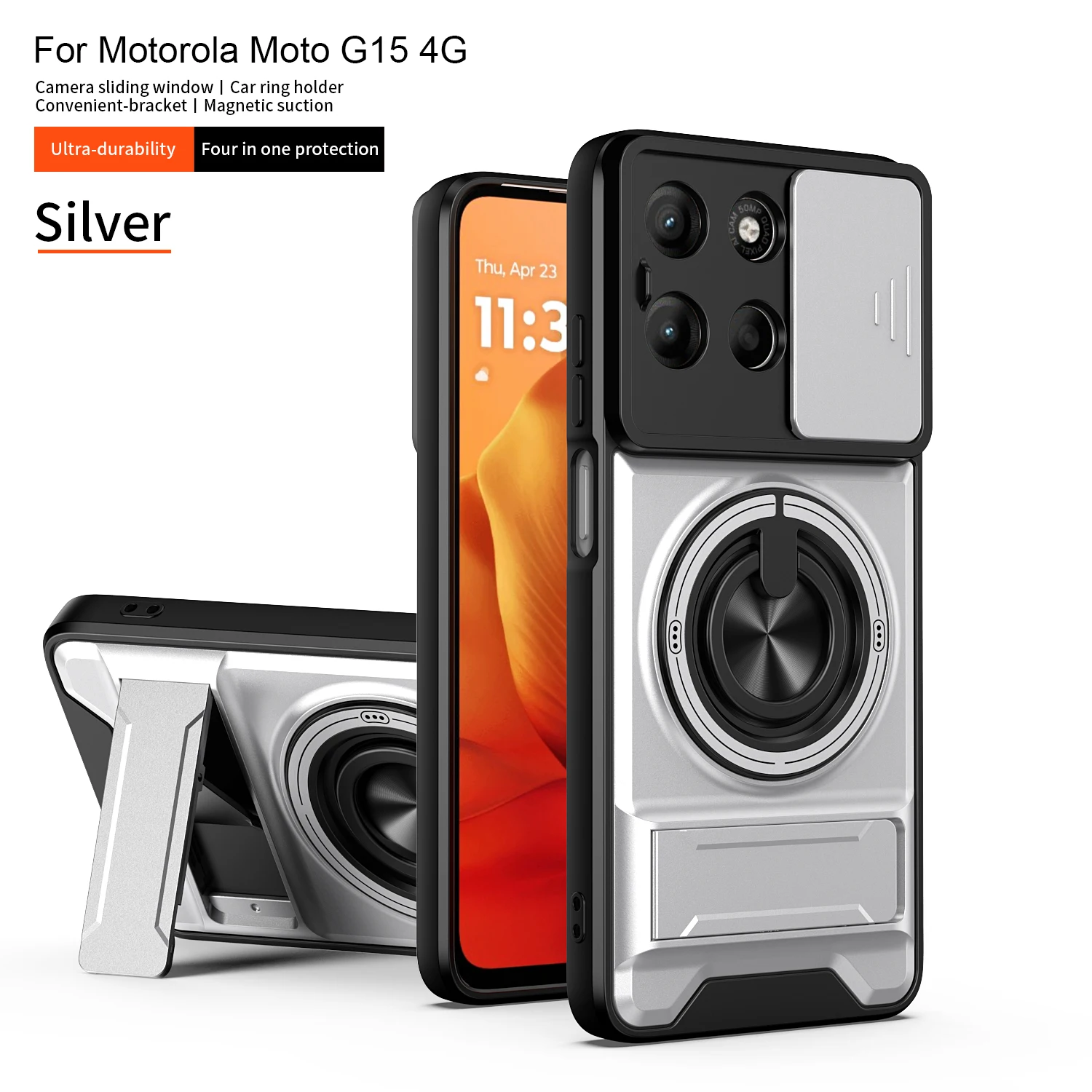 Für Motorola G15 Hülle Moto G17 Cover Moto G15 Power G17Power Magsafe Magnetische Klapphalterung Militärische Panzerung Kameraschutzabdeckung – Detail 18