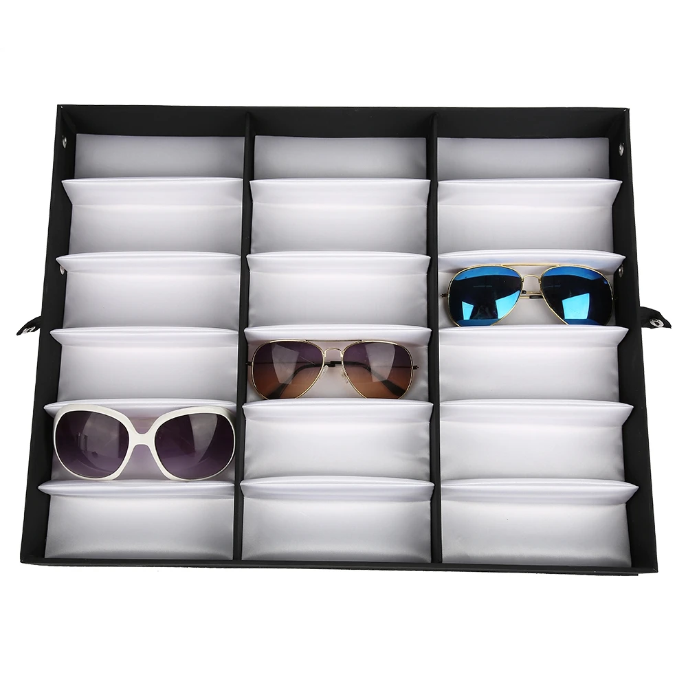 

18 Grids Glasses Display Case Sunglasses Storage Box Organizer Glasses Jewelry Display Box Eyeglasses Display Box