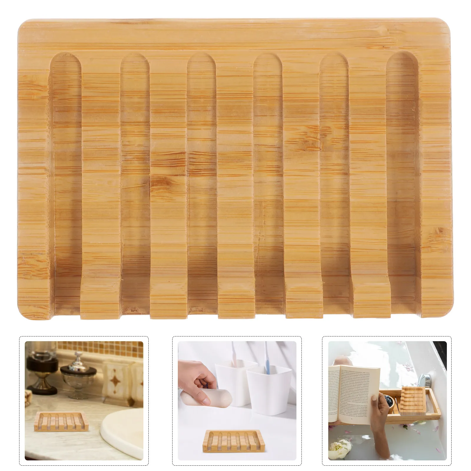 

Premium Bamboo Soap Dish with Drainage Holes Bar Soap Holder Storage Tray for Bathroom Shower Sink Laundry Room Use