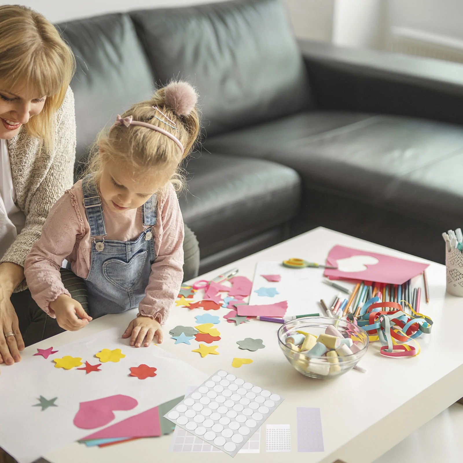 56pcs Double Sided Adhesive Tape For Diy Craft Wall Art Decoration Strong Fixing Stickers Seamless Clean Removal