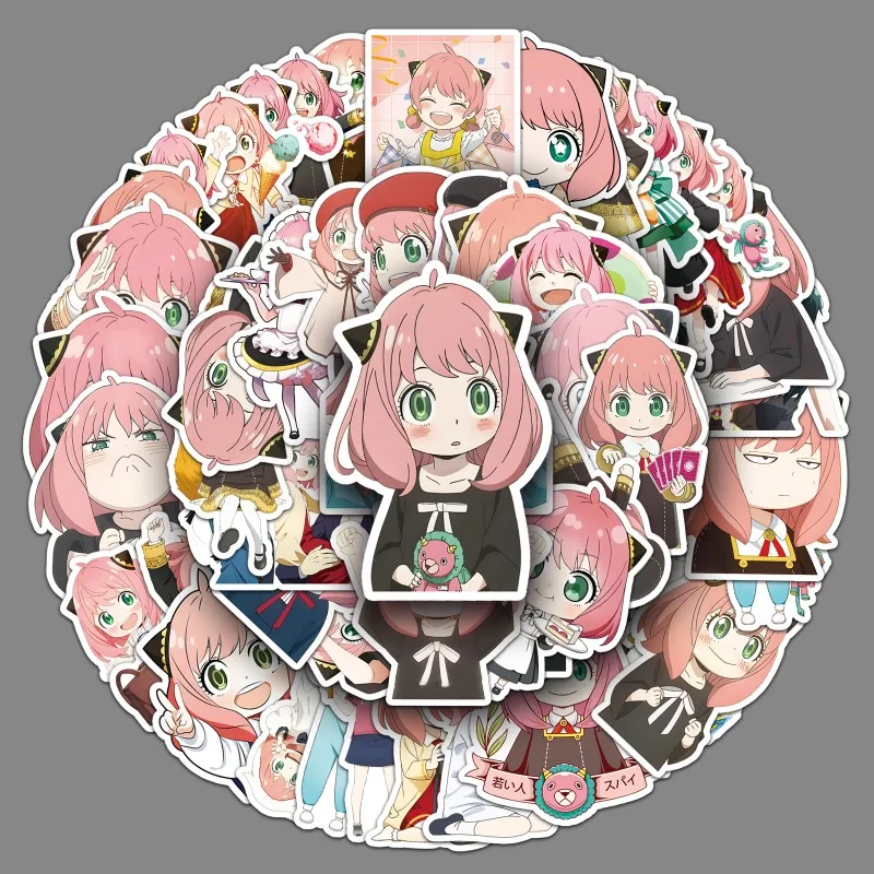 50 Stück Anime Anya Graffiti Stylische Japanische Spy x Family Dekor-Aufkleber für Handy, Laptop & Wasserflasche
