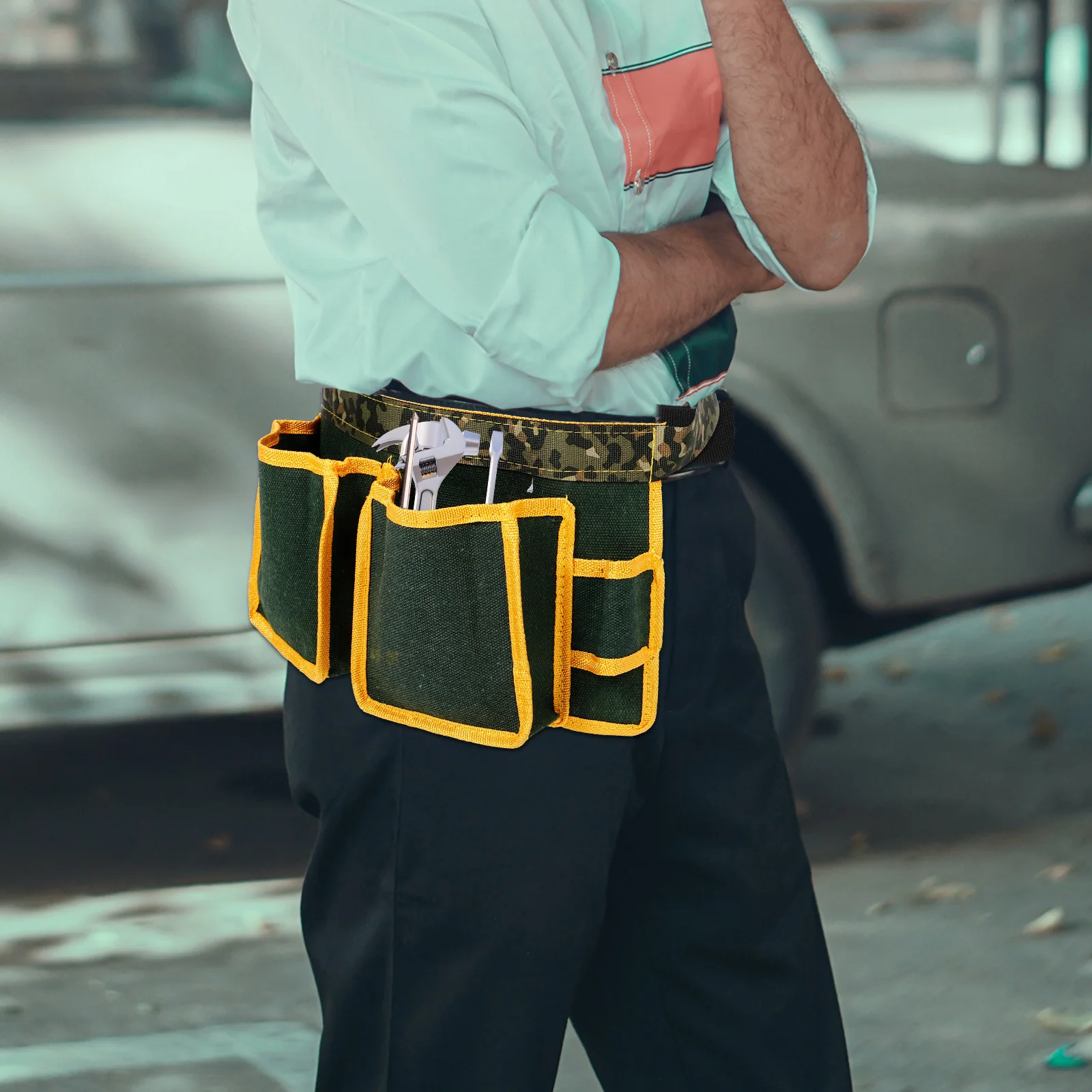 أداة حقيبة بحزام متعددة الوظائف أكسفورد القماش البناء الحقيبة سعة كبيرة قابل للتعديل الخصر المنظم للنجار