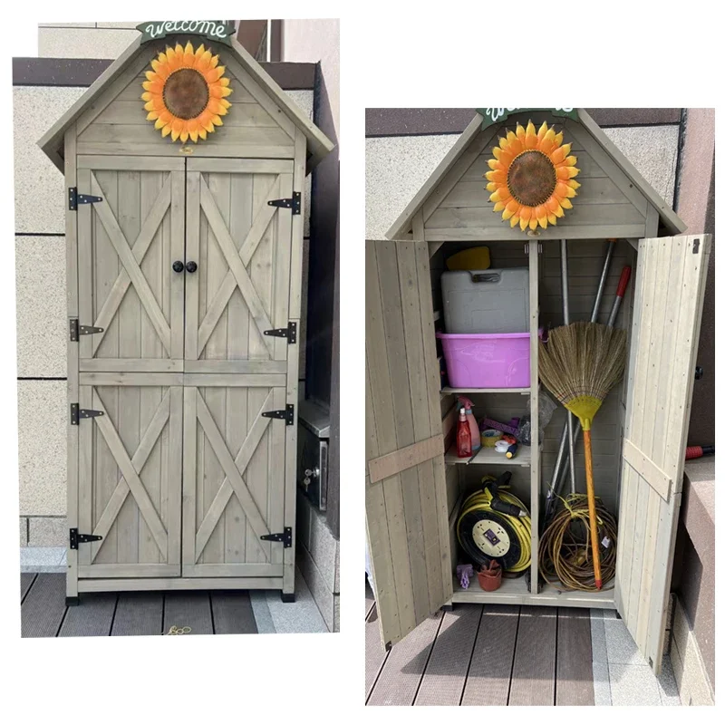 خزانة تخزين خارجية، خزانة شرفة، فناء مقاوم للماء، خزانة واقية من الشمس، غرفة تخزين أدوات الحديقة